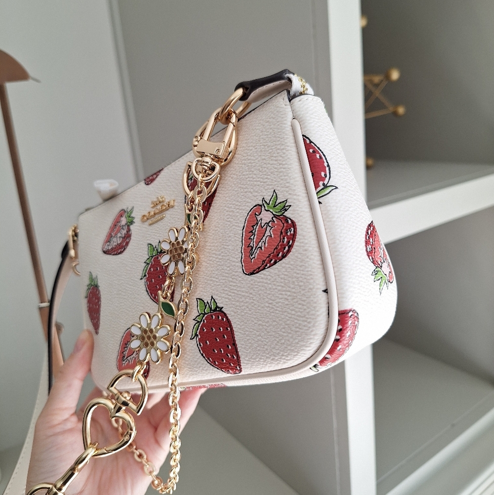 NWT Coach Nolita 19 Leather Shoulder Bag With Strawberry Print CAL25 - Picture 3 of 13